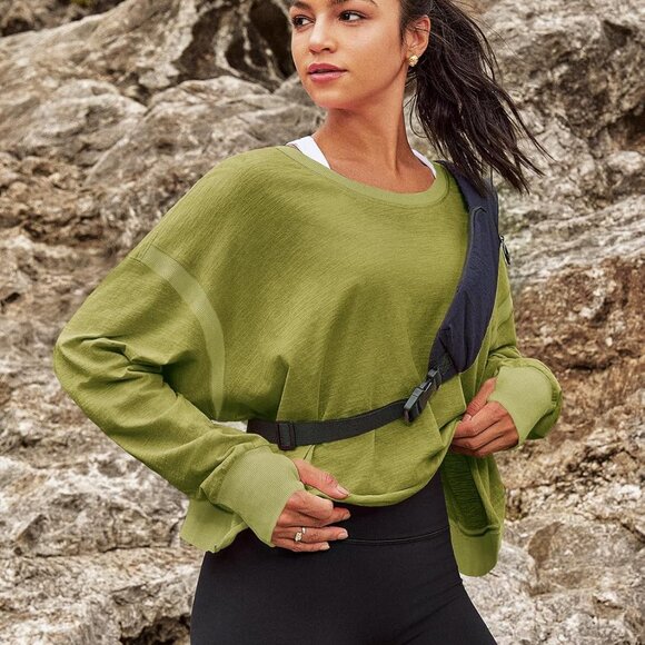 Ginger Yellow Women's Open Back Long Sleeve Workout Top - Casual, Trendy, Relaxe - Picture 4 of 6